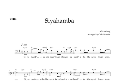 Siyahamba - Cello and chords (African Song) (arr. Cadu Barcelos)