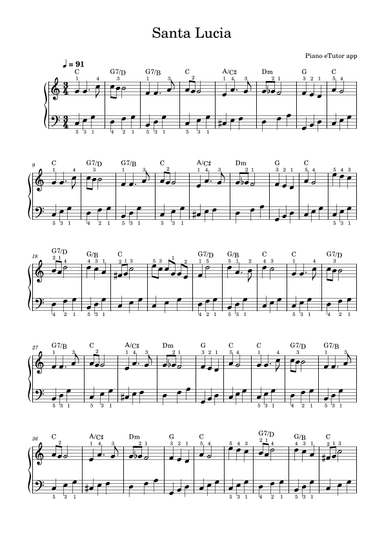 Santa Lucia - piano (arr. Piano eTutor app)