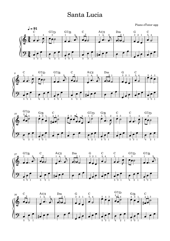Santa Lucia - piano (arr. Piano eTutor app)