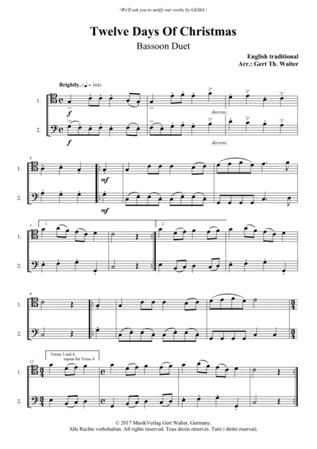 Twelve Days Of Christmas (arr. Gert Th. Walter)