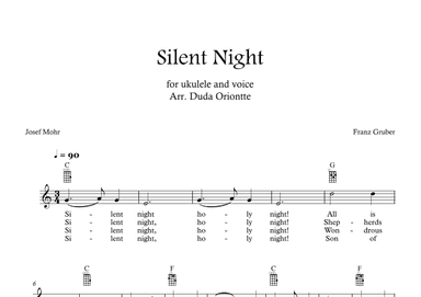 Silent Night (C major - TABS - with lyrics) (arr. Duda Oriontte)