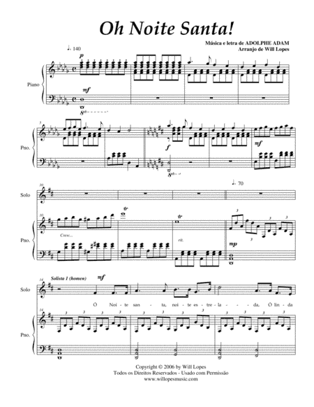 O Santa Noite ( Choir and Dueto com Piano) - PORTUGUES (arr. Arranged by Will Lopes)
