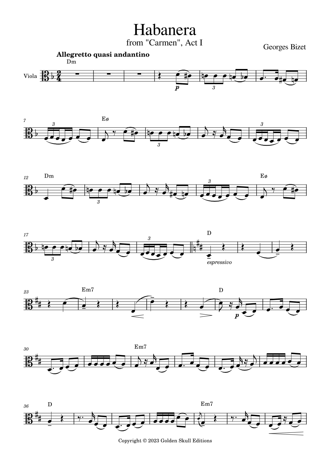 Habanera from "Carmen" (arr. Golden Skull Editions)