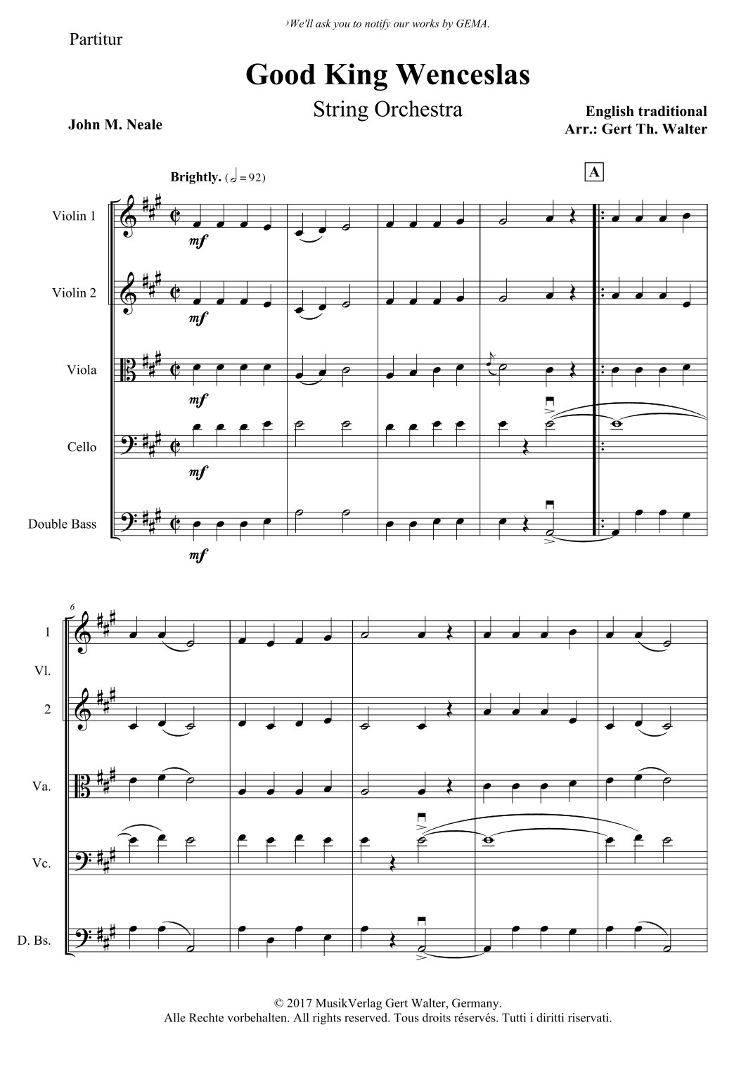 Good King Wenceslas (arr. Gert Th. Walter)