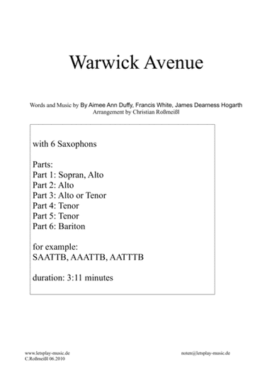 Warwick Avenue (arr. Christian Roßmeißl)