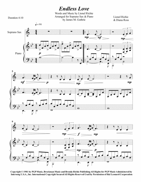 Endless Love (arr. James M. Guthrie, ASCAP)