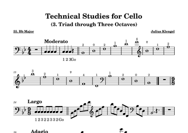 Technical Studies for Cello - Bb Major (Triad through Three Octaves) (arr. Chamna Mao)