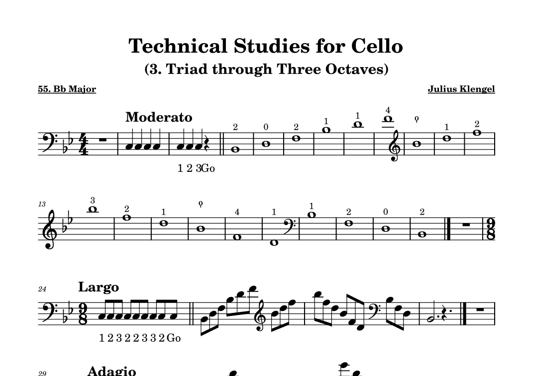 Technical Studies for Cello - Bb Major (Triad through Three Octaves) (arr. Chamna Mao)
