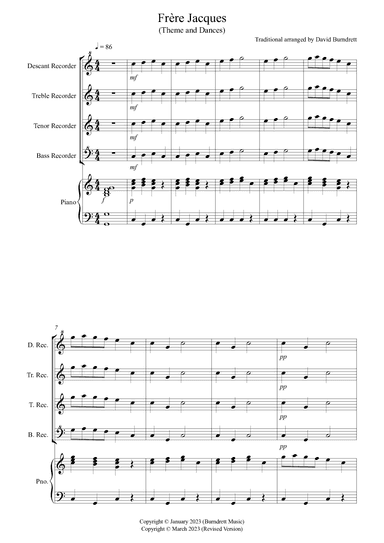 Frere Jacques Dances! for Recorder and Piano (arr. David Burndrett)