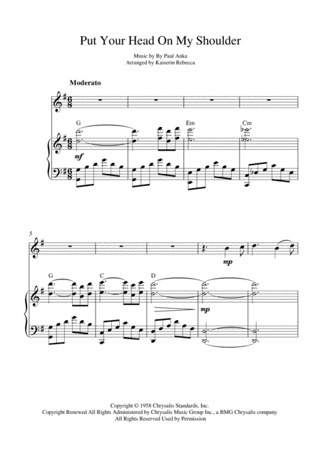 Put Your Head On My Shoulder (arr. Kaiserin Rebecca)