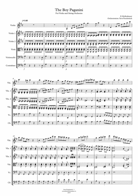 E.Mollenhauer "Paganini Boy" for Violin and String Orchestra (arr. Seva Youdenitch)