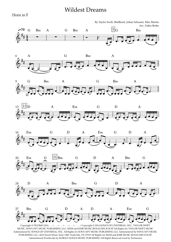 Wildest Dreams (arr. Fabio Britto)