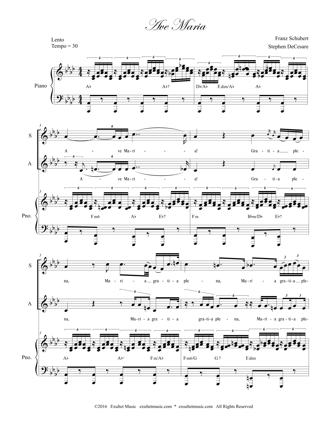 Ave Maria (Duet for Soprano and Alto solo - Medium Key) (arr. Stephen DeCesare)