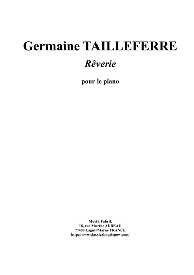 Germaine Tailleferre - Rêverie for piano
