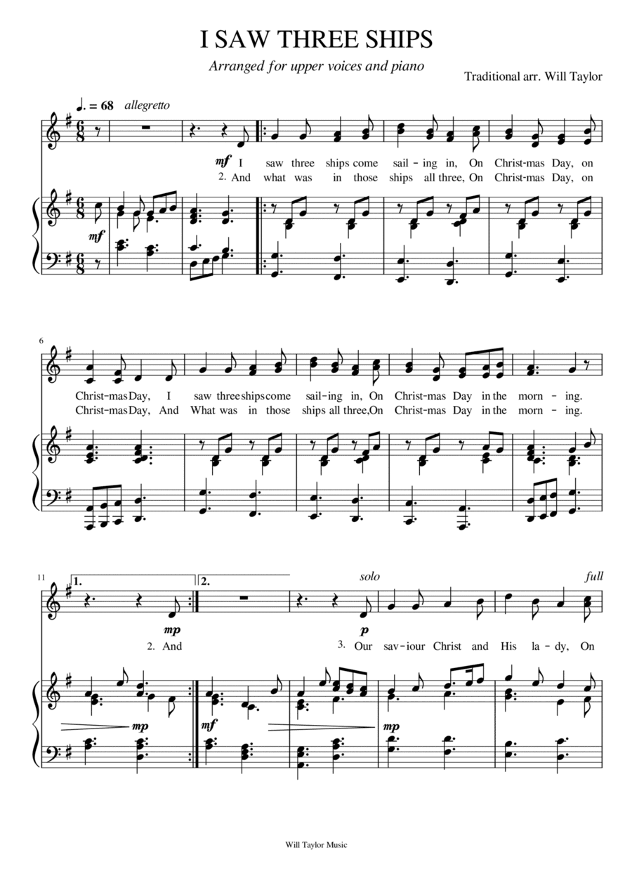 I SAW THREE SHIPS (arr. Will Taylor)