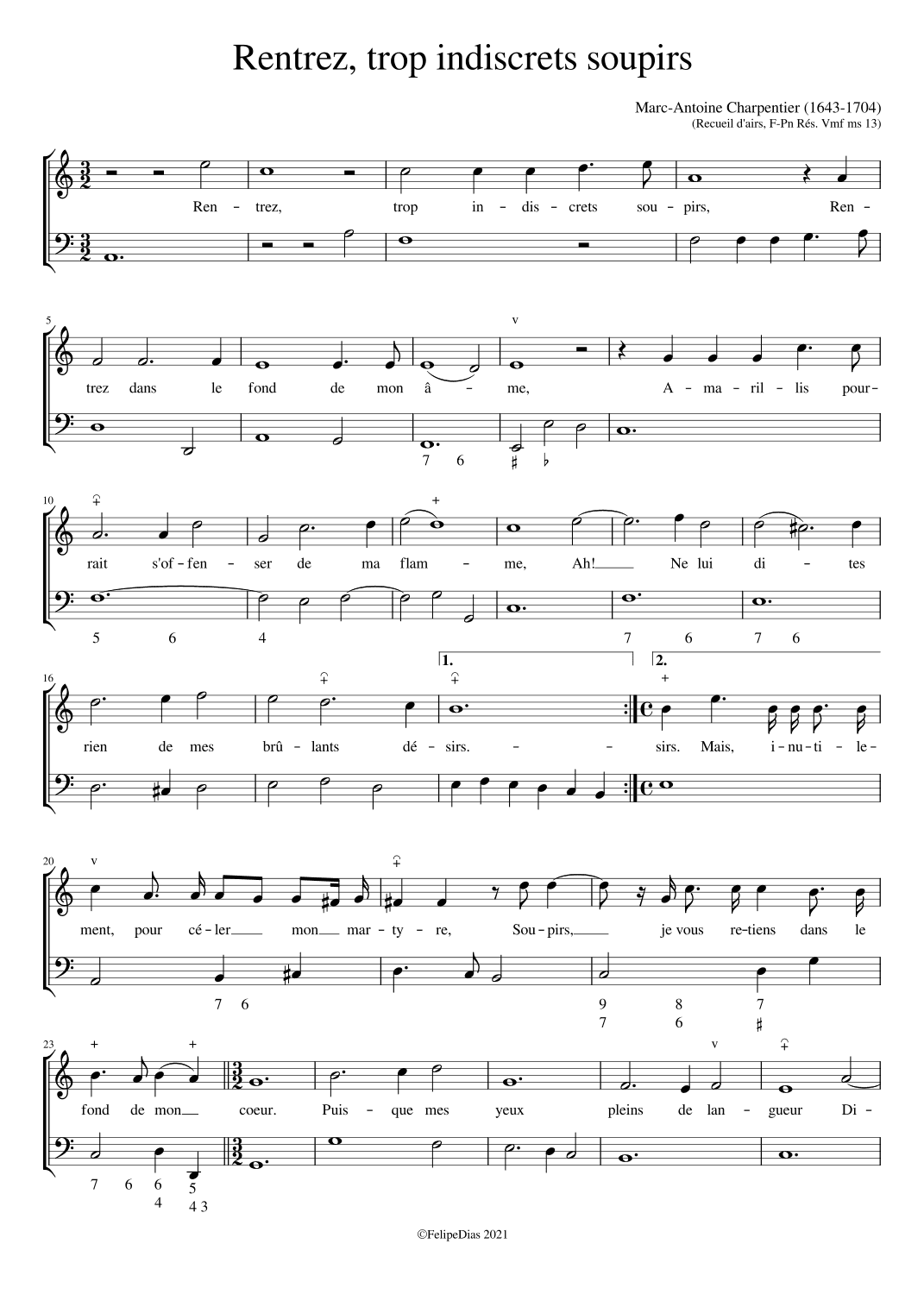 Rentrez trop indiscrets soupirs (arr. Early Music Scores)