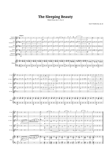 The Sleeping Beauty Waltz for Sax Quintet and Piano (arr. Langanho)