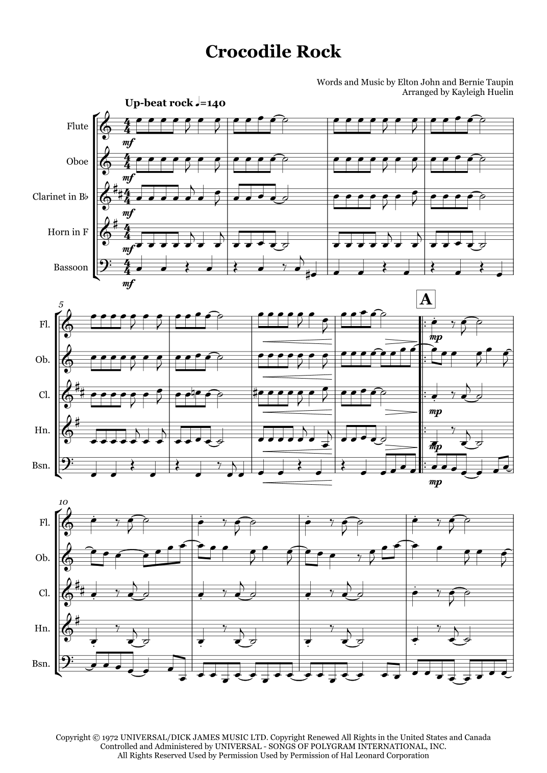 Crocodile Rock (arr. Kayleigh Huelin)