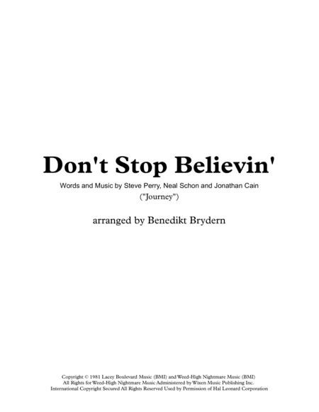 Don't Stop Believin' (arr. Benedikt Brydern)