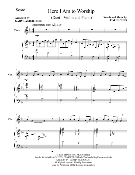 Here I Am To Worship (arr. Gary Lanier)