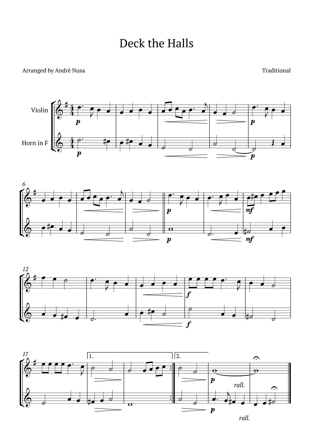 Deck the Halls (arr. André Nusa)