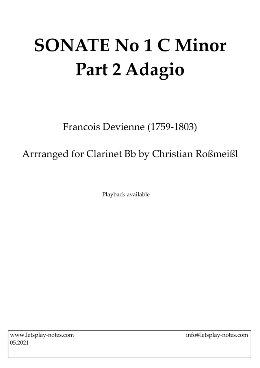 Devienne Sonata No 1 C Minor Part 2 Adagio (Clarinet) (arr. Christian Roßmeißl)