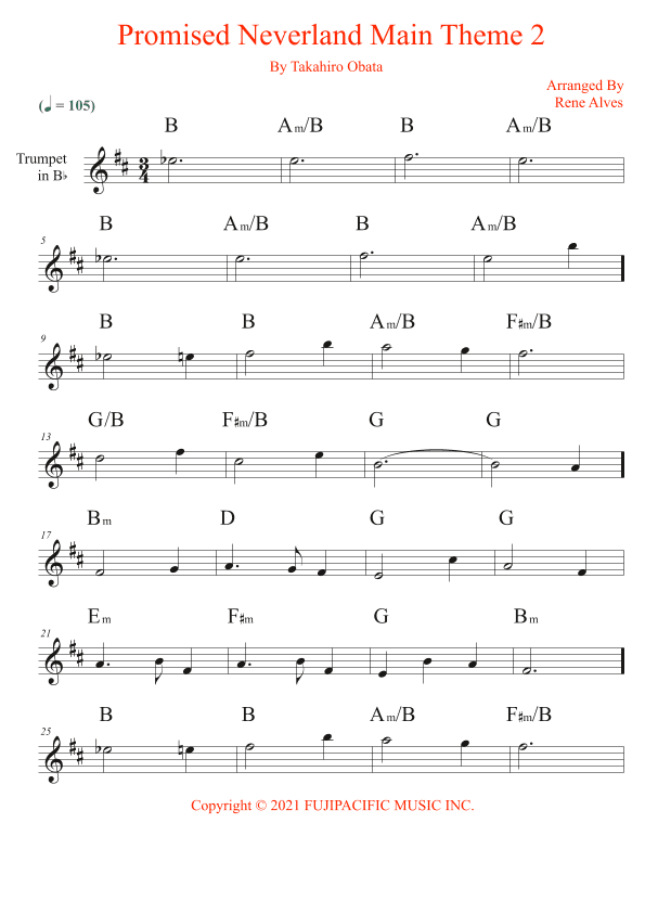 Promised Neverland Main Theme 2 (arr. Rene Alves)
