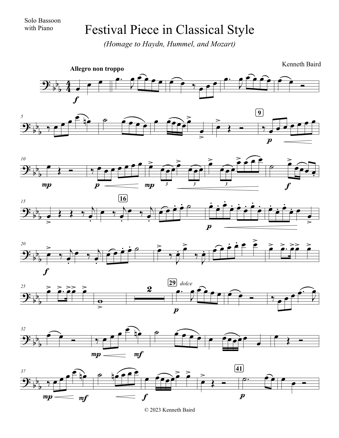 Festival Piece in Classical Style for Bassoon and Piano