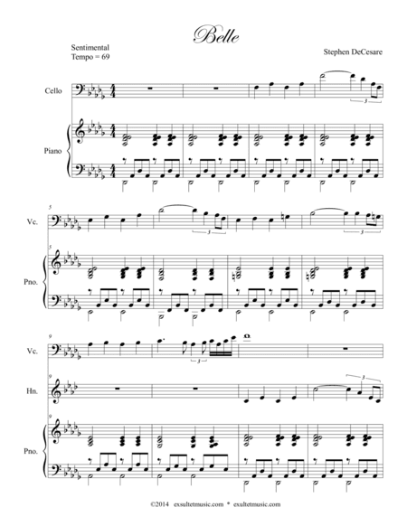 Belle (Violin, Cello and French Horn with Piano accompaniment)