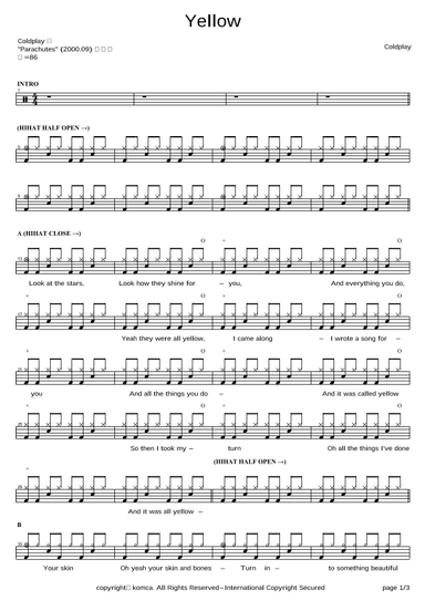 Yellow (arr. COPYDRUM)