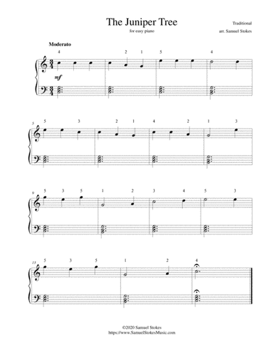 The Juniper Tree - for easy piano (arr. Samuel Stokes)