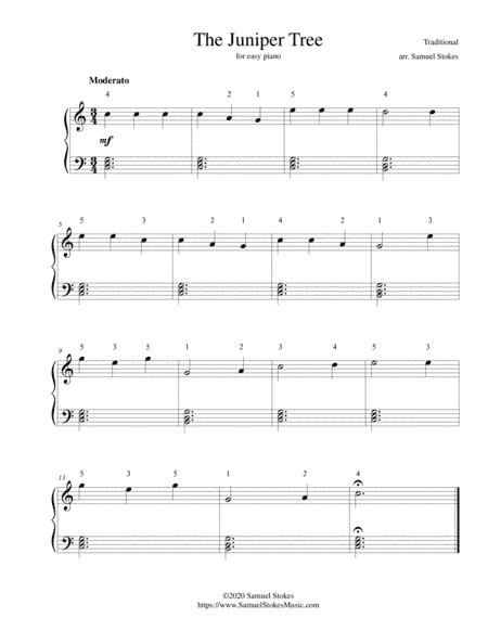 The Juniper Tree - for easy piano (arr. Samuel Stokes)