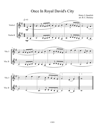Once in Royal David's City (Violin Duet) (arr. B. C. Dockery)