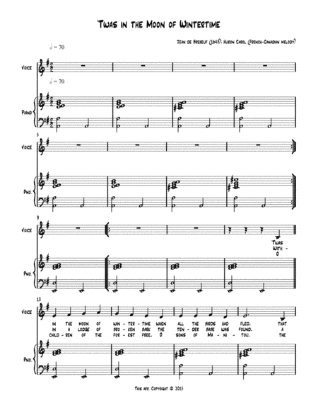 'Twas in the Moon of Wintertime (piano/vocal) (arr. Robert Alan Rife)