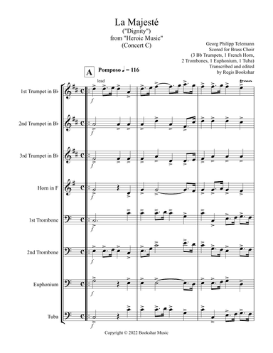 La Majeste (from "Heroic Music") (C) (Brass Choir - 3 Trp, 1 Hrn, 2 Trb, 1 Euph, 1 Tuba) (arr. Regis Bookshar)