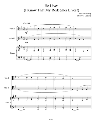 He Lives (Viola Duet with Piano Accompaniment) (arr. B. C. Dockery)