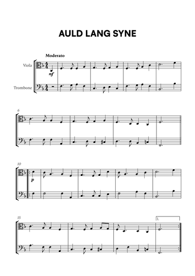 Traditional - Auld Lang Syne for Viola and Trombone (arr. Cadenza Editions)