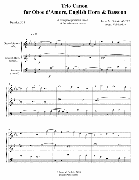 Guthrie: Trio Canon for Oboe d'Amore, English Horn & Bassoon