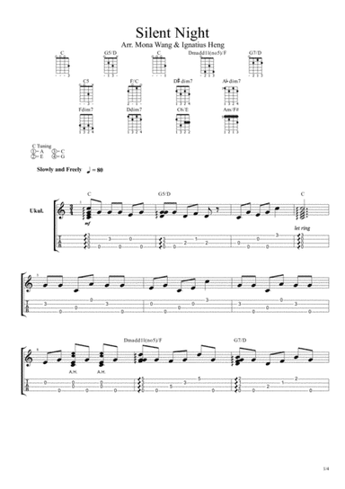 Silent Night - Fingerstyle Ukulele Solo (arr. Mona Wang, Ignatius Heng)