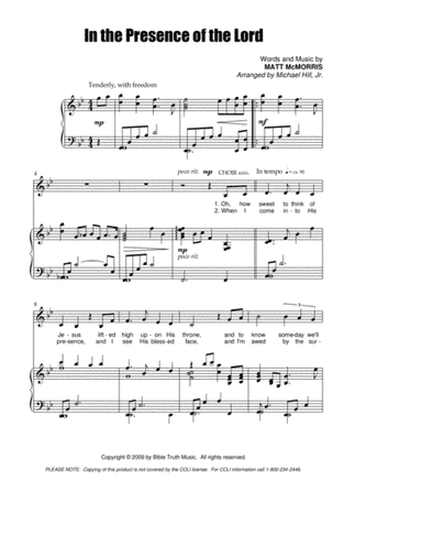 In The Presence Of The Lord