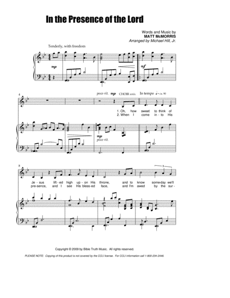 In The Presence Of The Lord