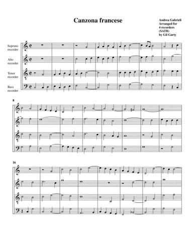 Canzona francese (arrangement for 4 recorders) (arr. Gil Garty)