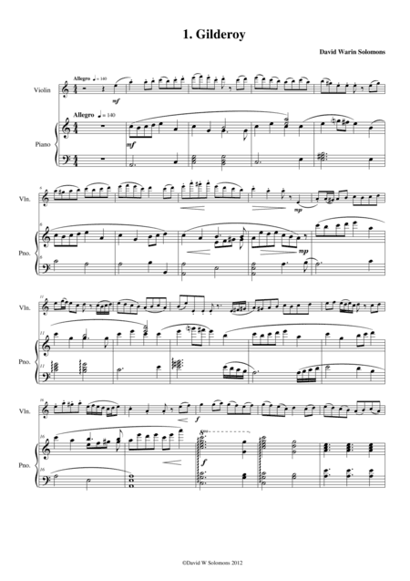 Folk Song Snapshots for Violin and Piano (arr. David Warin Solomons)