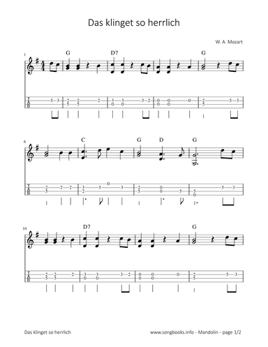 Das klinget so herrlich - W. A. Mozart (arr. songbooks.info)
