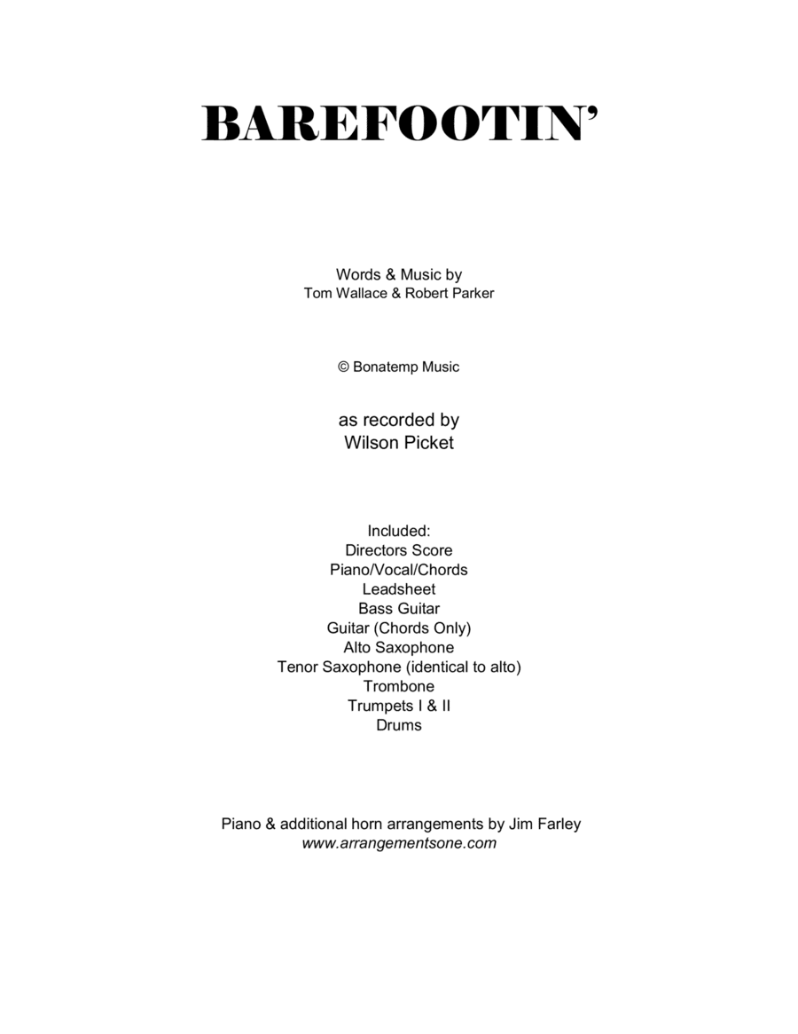 Barefootin' (arr. Jim Farley www.arrangementsone.com)