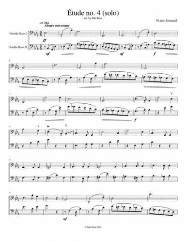 Franz Simandl Étude no. 4 in Eb Major (Allegro non troppo) for Two Double Basses (arr. Mat Kim)