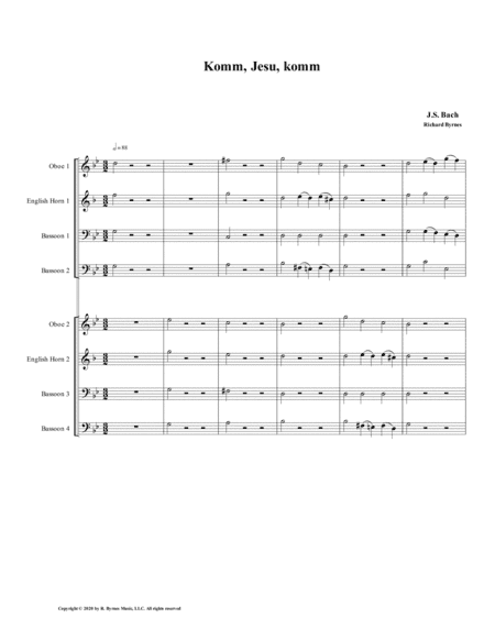 Komm, Jesu, komm (motette) by J.S. Bach (Double Double-Reed Choir) (arr. Richard Byrnes)