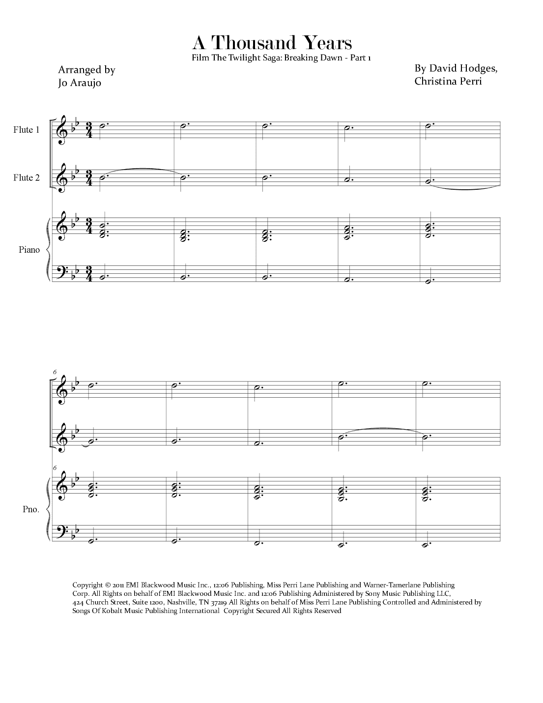 A Thousand Years (arr. Jo Araujo)