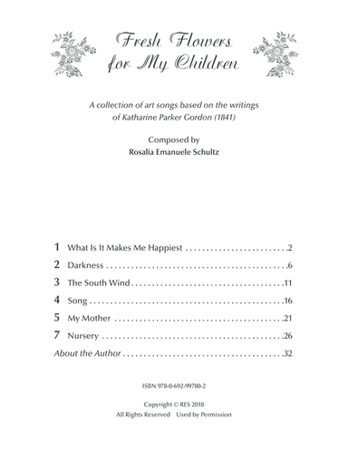Fresh Flowers For My Children - Six Vocal Art Songs