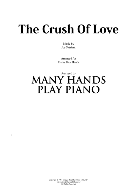 The Crush Of Love (arr. Many Hands Play Piano)